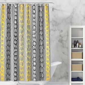 Black Grey and Yellow Lei Pikake Hawaiian Print Shower Curtain